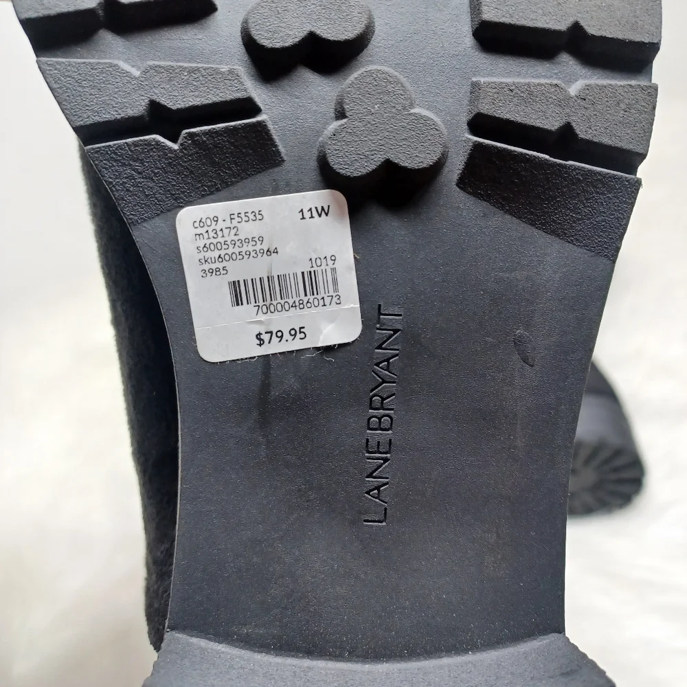 NWT Lane Bryant Boots 3 Ways to Wear Black Suede like Fur like Material Size 11W